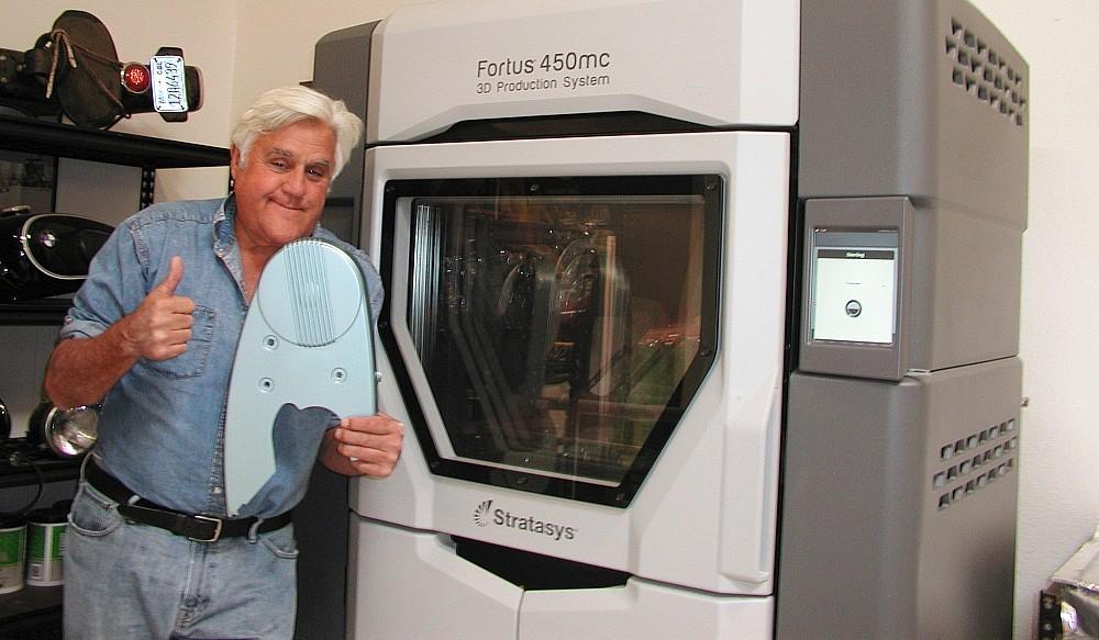 Legendary comedian Jay Leno harnesses Stratasys 3D printing to build a digital inventory that helps road test, refurbish and retrofit classic vehicles and super cars. (Photo: Stratasys)