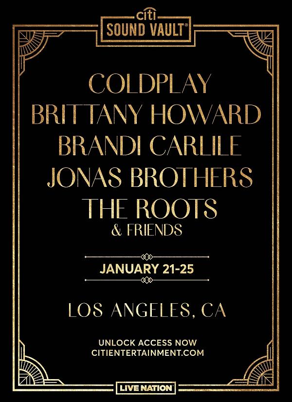 Coldplay, Brittany Howard, Brandi Carlile and the Jonas Brothers, to Headline First Citi Sound Vault Shows of the Decade