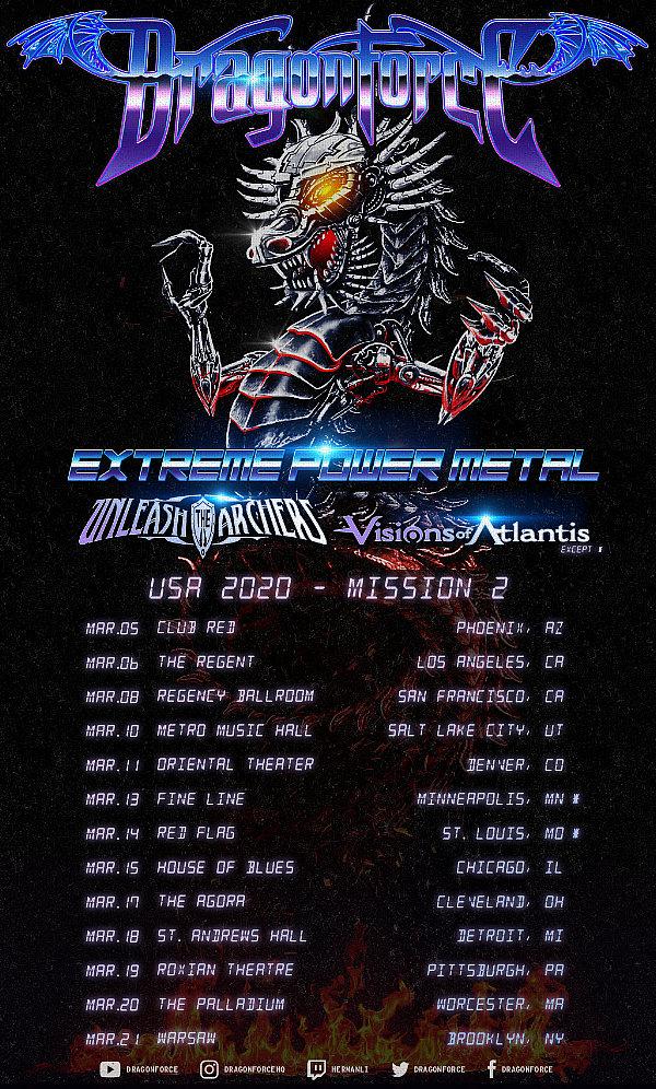 UNLEASH THE ARCHERS and VISIONS OF ATLANTIS Announce Upcoming USA Tour with Dragonforce Beginning March 5 in Phoenix, AZ