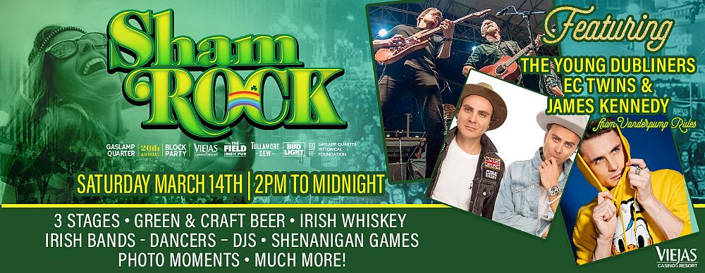 San Diego ShamROCK Block Party 2020 Lineup Featuring the Young Dubliners, Irish & Celtic Rock Bands, and Top DJs
